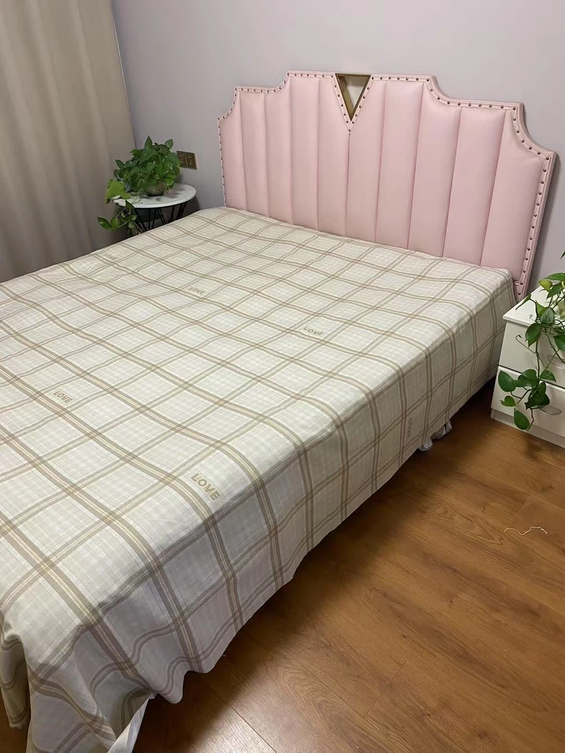 微瑕【LOVE格-咖】三枚缎卡原棉老粗布2.3*2.4米双人床单 吸汗透气