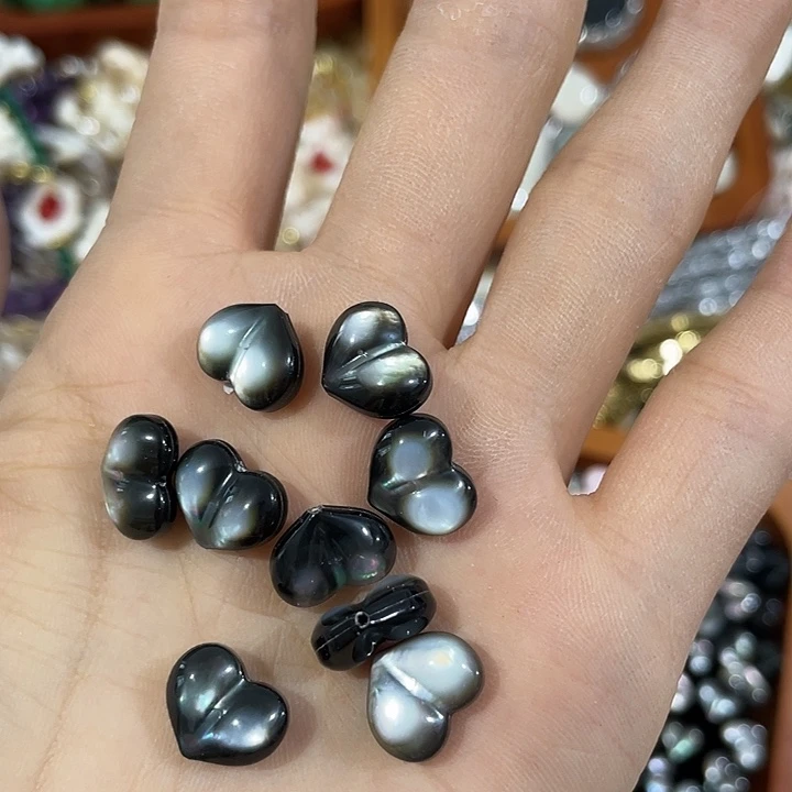 玛瑙/玉髓合金珠宝半成品2个黑蝶贝屁桃竖孔