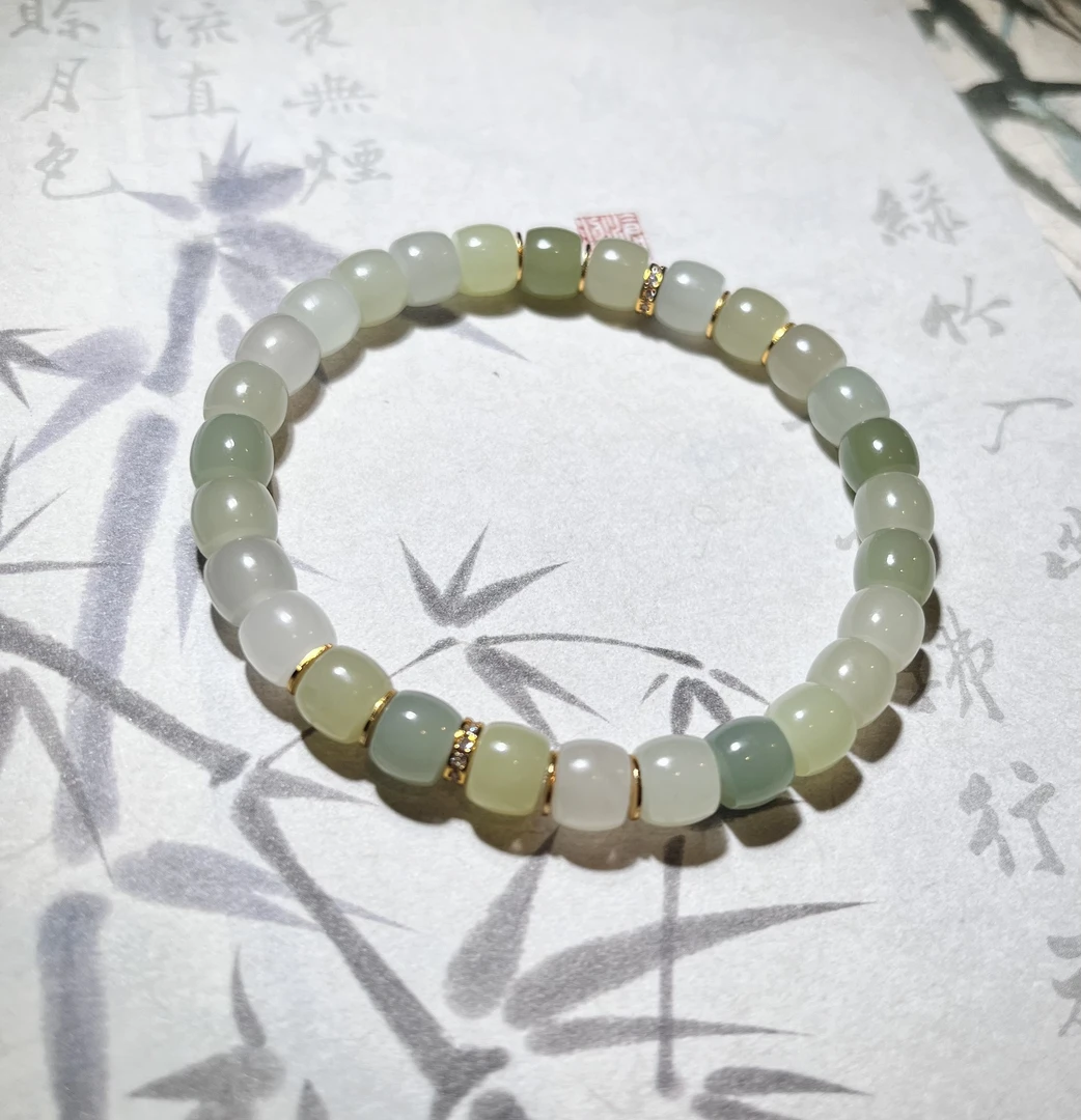 和田玉单圈混色多色手串 尺寸7mm+ -多样性发其一