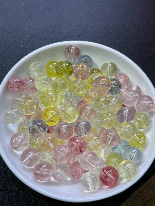 天然珠宝玉石 七彩幽灵散珠Y2256   10MM  25颗（赠弹力绳）