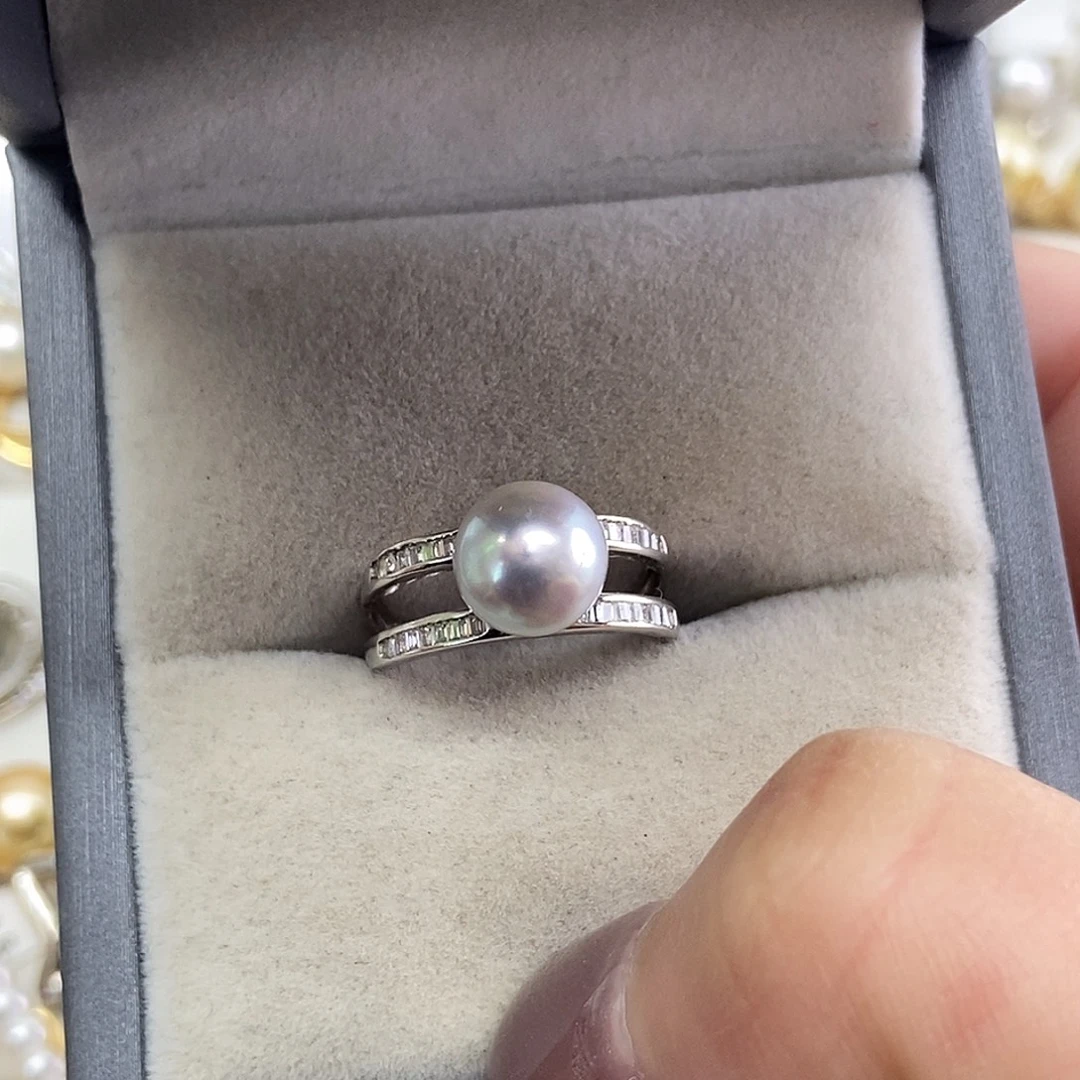 戒指银S925镶嵌海水珍珠