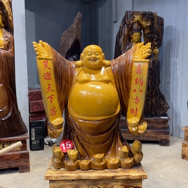 香樟木海纳百川落地摆件