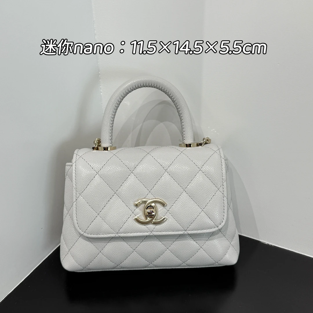 未使用 Chanel/香奈儿 25A灰色cocohandle nano手柄链条斜挎包