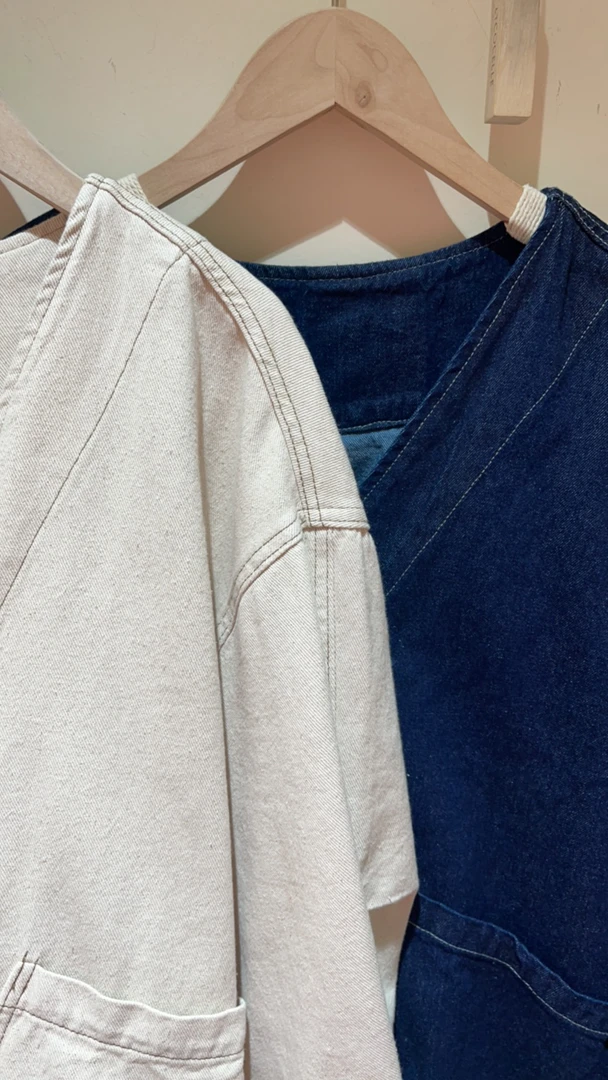 牛仔V领日系外套 贼有范儿 好穿搭 森系日系大码女装