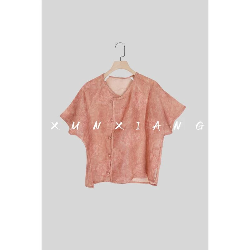 浔象丝绸丝麻短袖小上衣SL0001