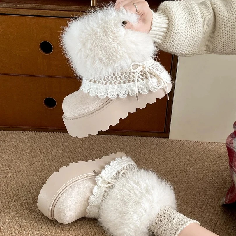 中等承托冬季保暖中跟时尚雪地靴女鞋短靴中筒秋冬