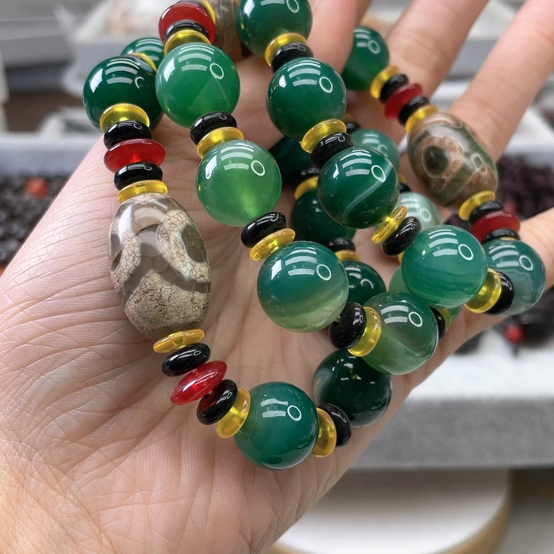 玛瑙/玉髓颈饰合金⭐️****绿玛瑙手串