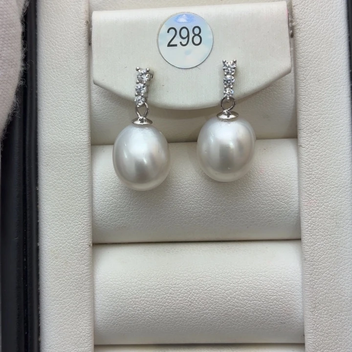 耳饰银S925镶嵌海水珍珠
