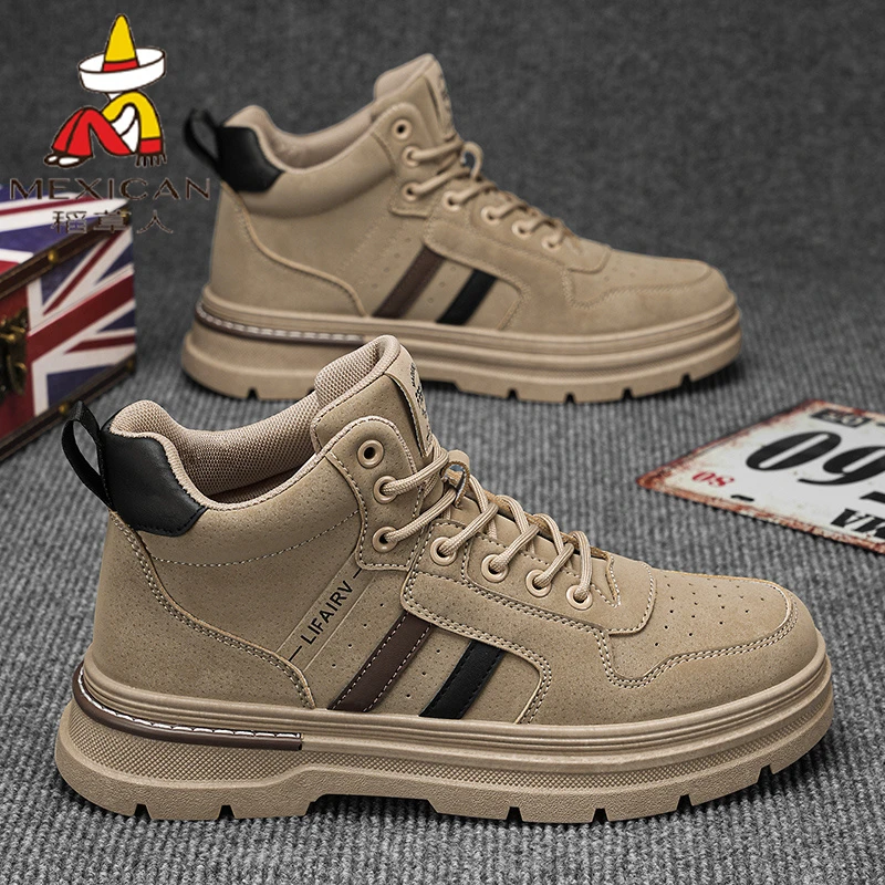 稻草人男鞋2025秋季新款潮流工装鞋高帮耐磨防滑韩版高帮马丁靴男