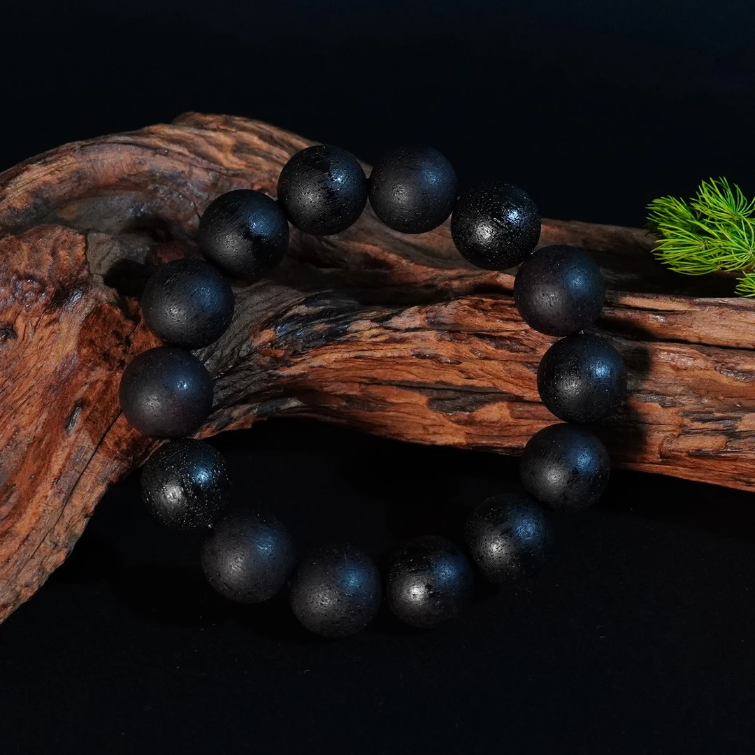 -海润阁·收藏级圆珠单圈16mm海南降真香手串沉水红黑紫油可盘玩