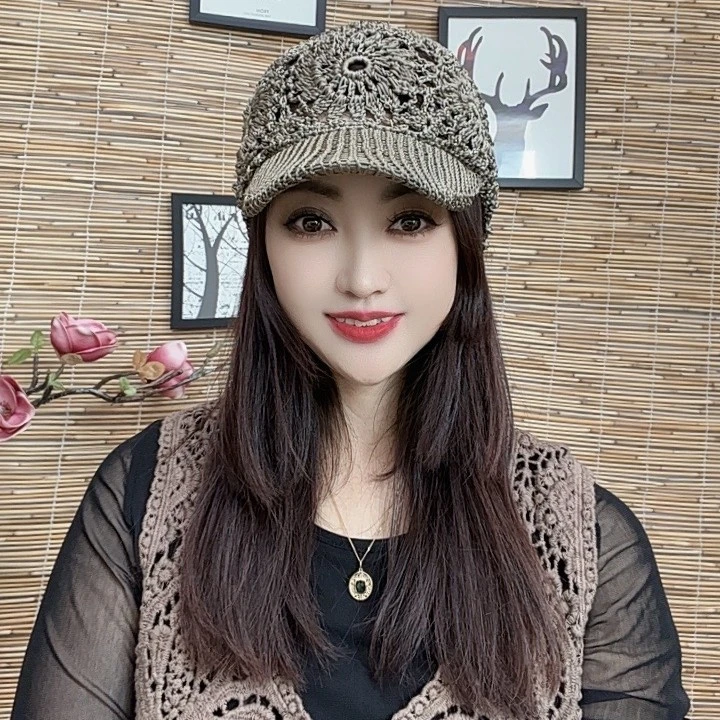 韩版女优雅春夏针织帽帽子法式鸭舌帽