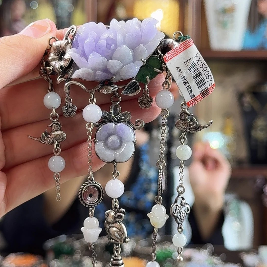 翡翠银S925镶嵌发饰