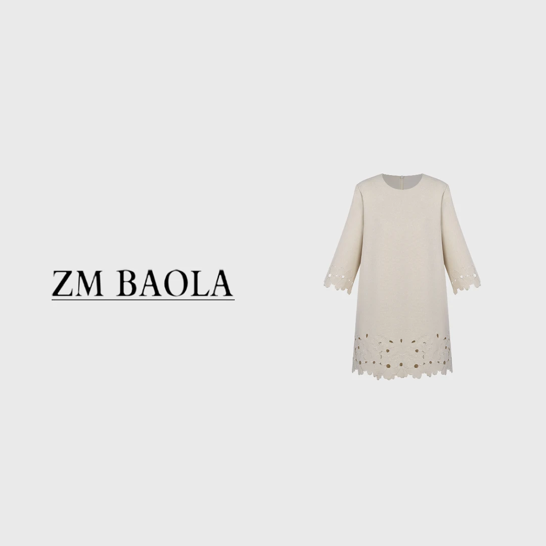 ZM BAOLA【尘缘】简约花朵刺绣时尚感连衣裙BN8163-S4