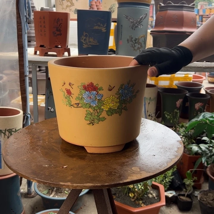 宜兴紫砂花开富贵特大号