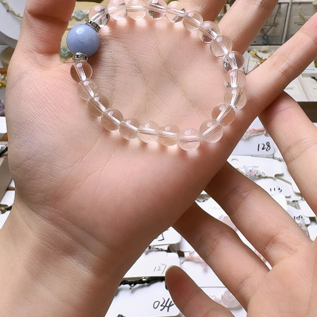 石英石纯铜锡合金纯铜全白水手链（手围15）