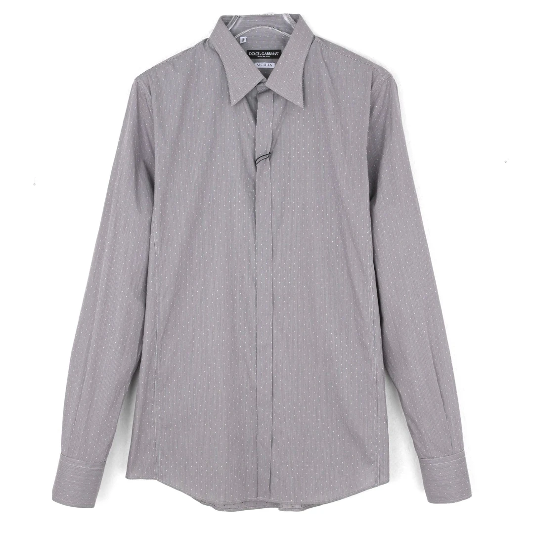DOLCE&GABBANA杜嘉班纳 男士常规款灰色波点衬衫G5CK1TFMRAT