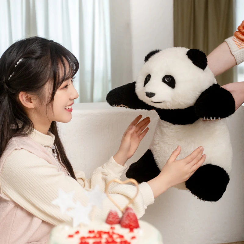 Chongker内部渠道坐姿熊猫花花黑猫加重布偶帽猫咪手套白色款