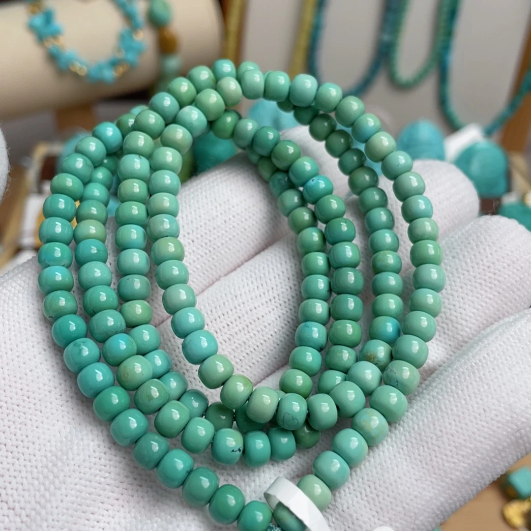 绿松石未镶嵌果绿小老型多圈卡5.3