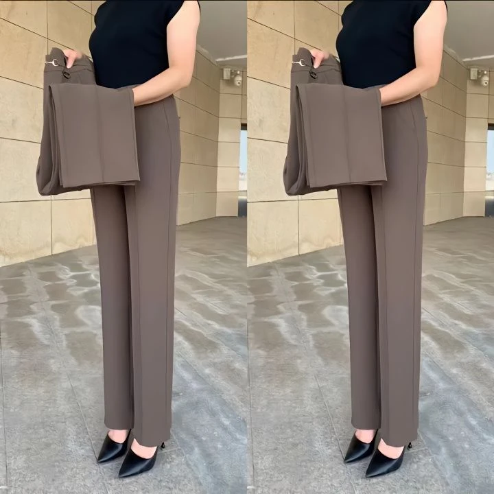 夏季薄款休闲直筒裤女高腰显瘦垂感百搭宽松时尚透气凉爽阔腿长裤