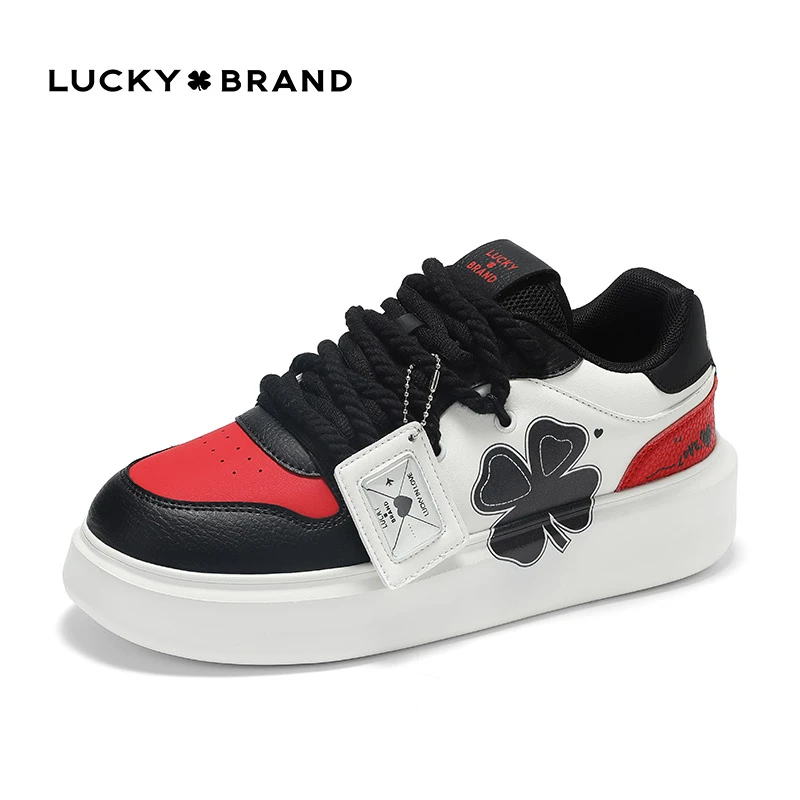 LuckyBrand四叶草秋季新款透气女鞋潮流情侣小白鞋百搭男士厚底鞋