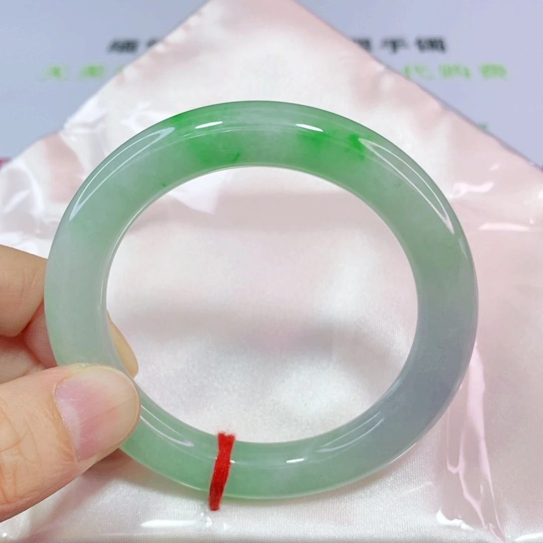 未镶嵌手镯翡翠53-55圈口圆条-完整