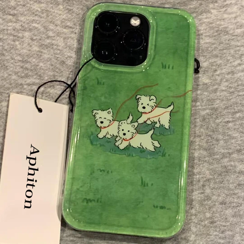 奥菲顿三只奔跑小狗适用iPhone16大孔手机壳华为vivo小米15oppo套