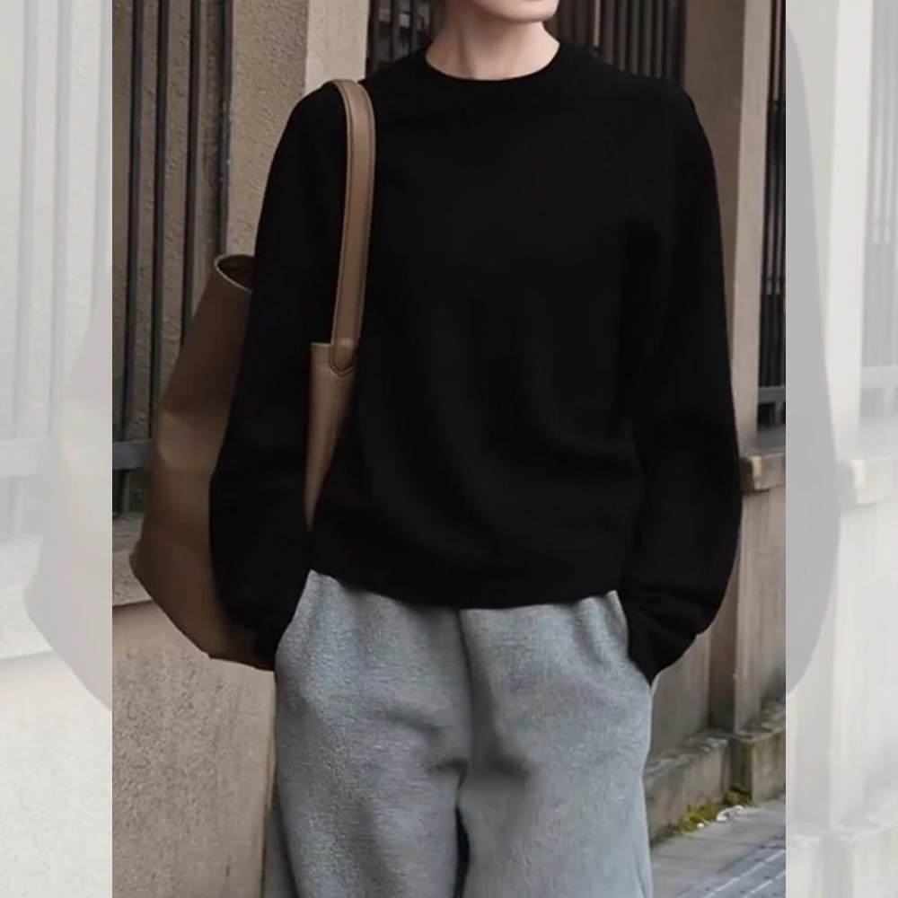 长袖套头毛衣打底上衣秋冬新款胖MM大码女装韩版宽松圆领针织衫女