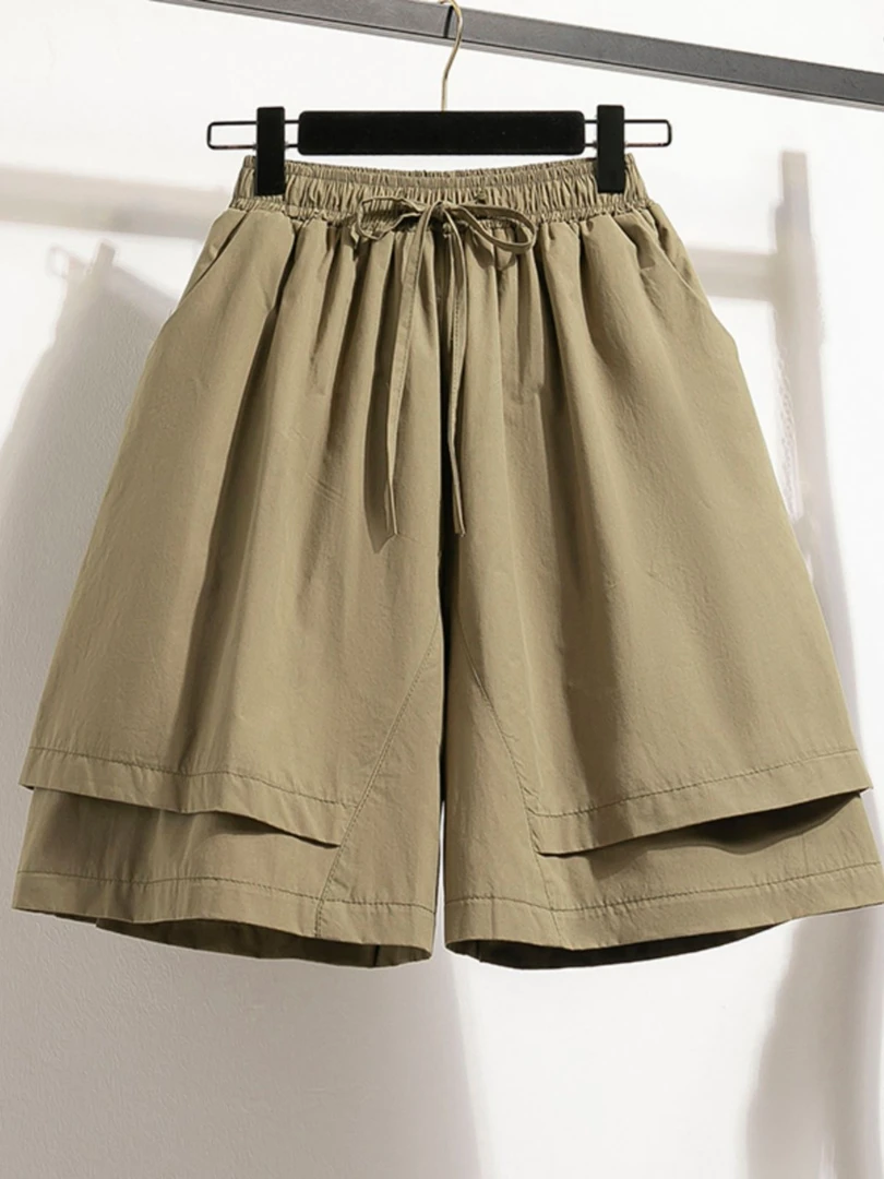 a字短裤女款胖妹妹MM高腰宽松显瘦休闲五分裤新款夏季大码女装