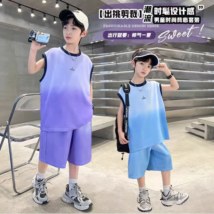 儿童夏季运动套装男童2025年新款薄款中大童无袖背心两件套
