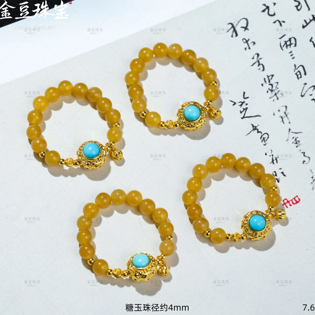 【金豆宠粉】念无忧||18K金无相佛松松糖玉戒指和田玉戒圈V