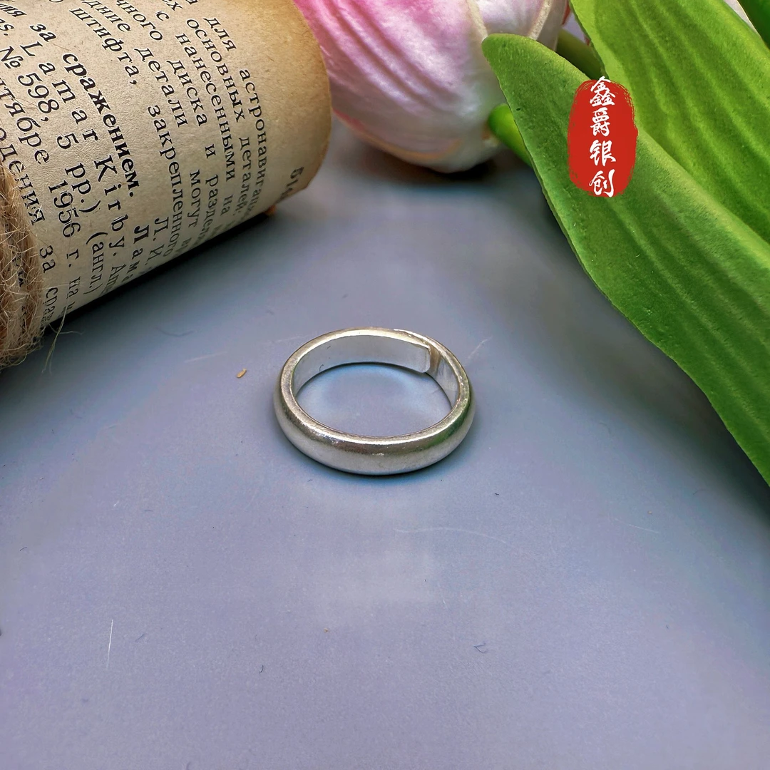 足银戒指 素圈戒指【鑫爵银创】足银熟银时尚情侣
