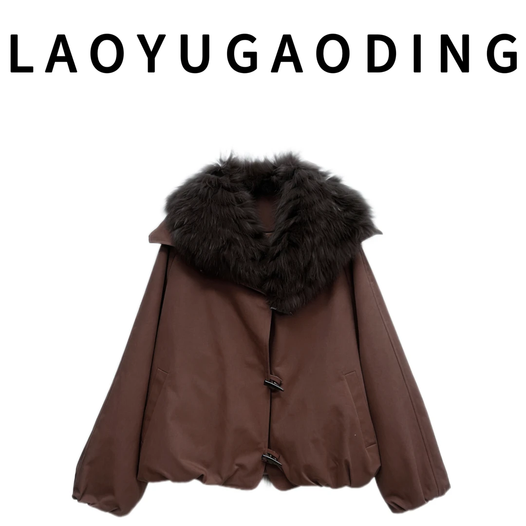 【LAOYUGAODING】高品质-8877轻奢狐狸毛海军领羽绒内胆气质保暖
