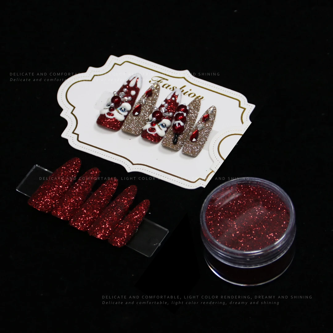 【胭脂醉】流行美甲专用高闪红色闪粉大包装系列超闪罐装