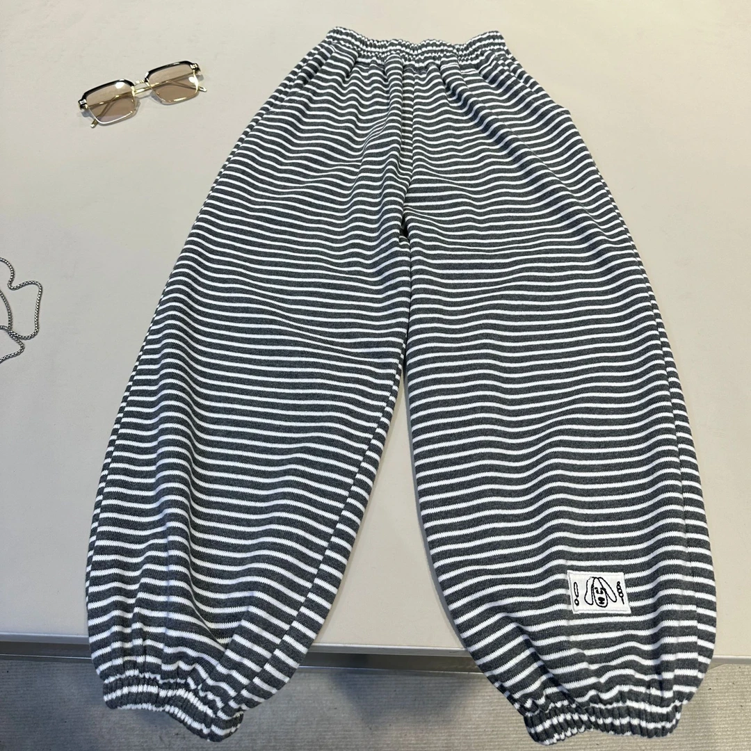 儿童春装韩范中大童男童女宝宝舒适洋气条纹长裤 25030