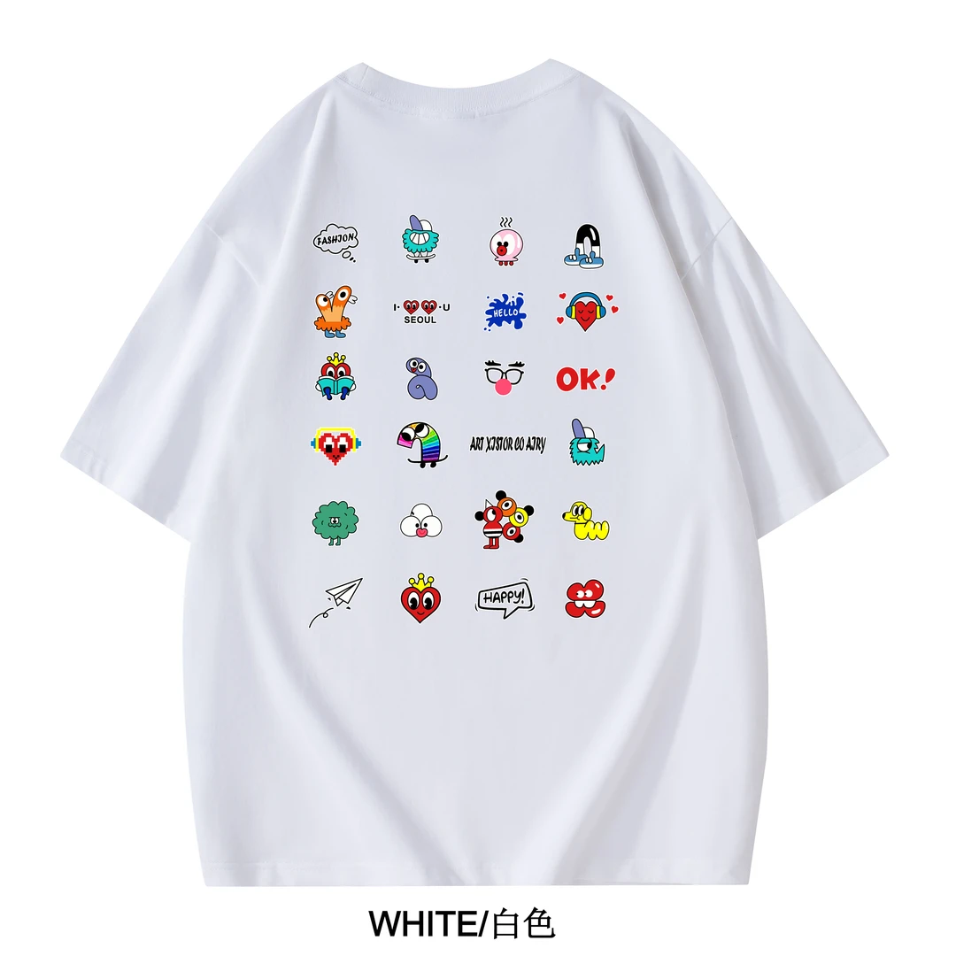 【JAY】ART桃心刺绣圆领新款满印ins短袖T恤小众（333）