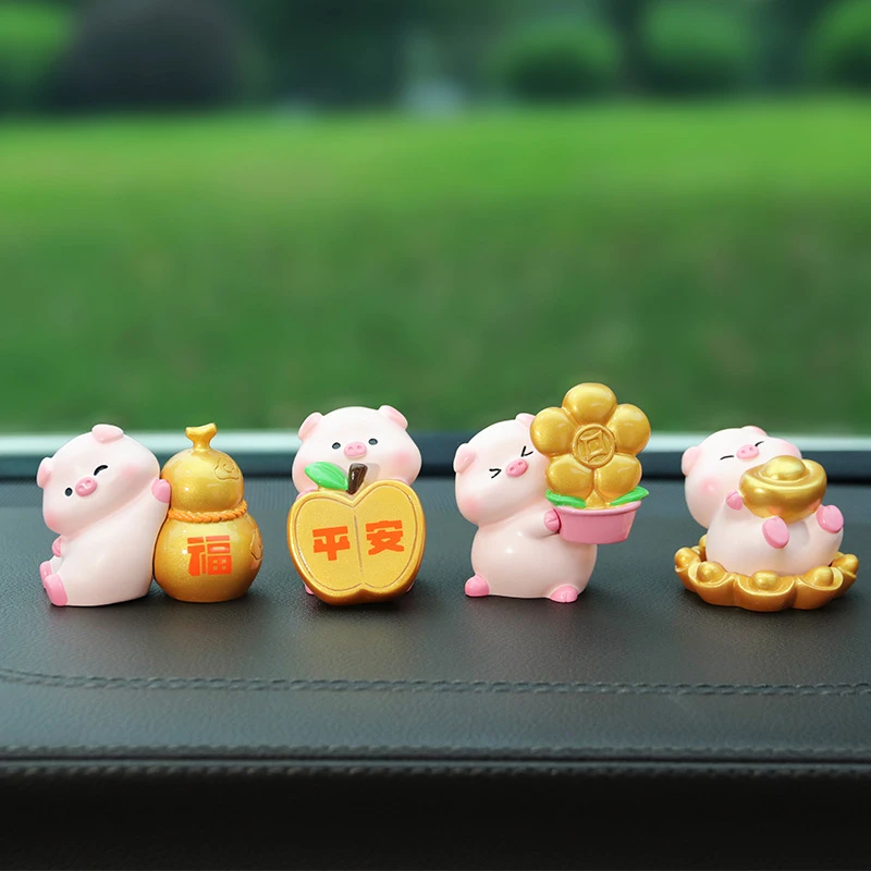 祝福猪猪车载饰品可爱小猪汽车摆件创意车内中控台装饰树脂小摆件