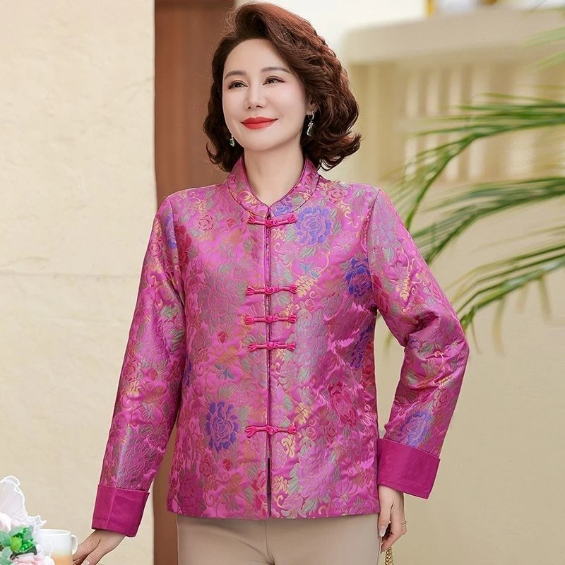 中年妈妈春秋装新中式国风外套中老年女装唐装上衣服