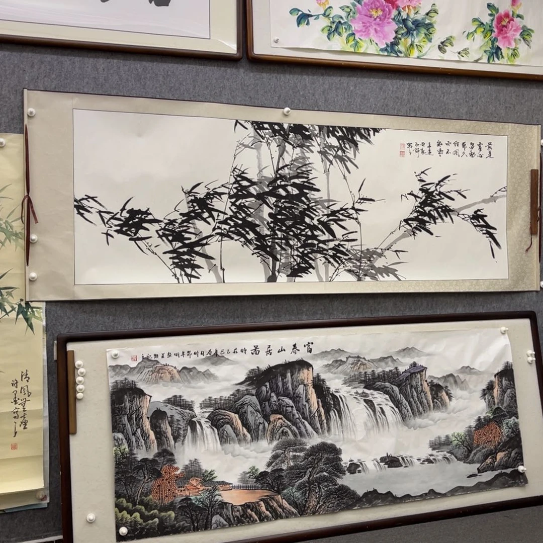 国画六尺墨竹图国画卷轴一幅