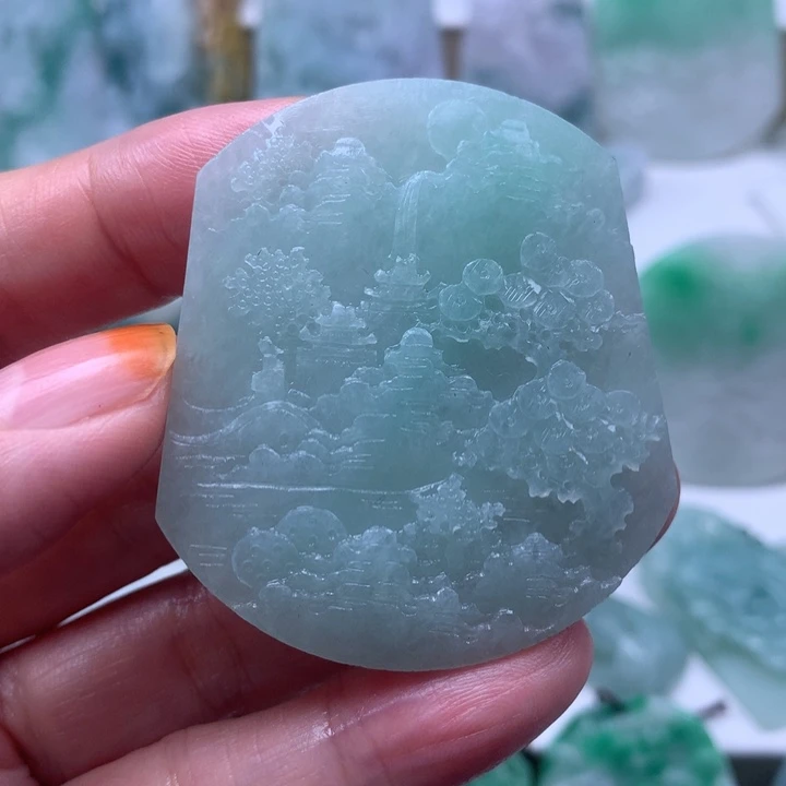 定制翡翠未镶嵌挂件山水挂件