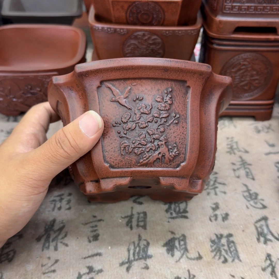 紫砂花盆我14x7.5内经紫砂花盆