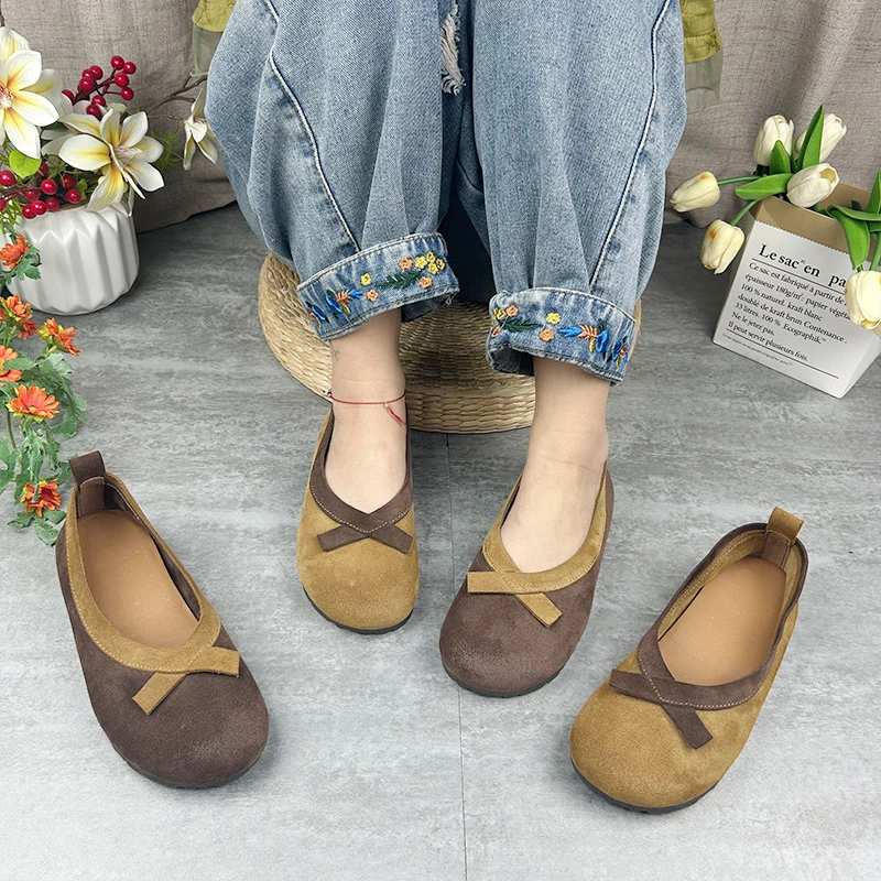 2025春季复古真皮百搭女鞋头层牛皮软底透气单鞋8613-22