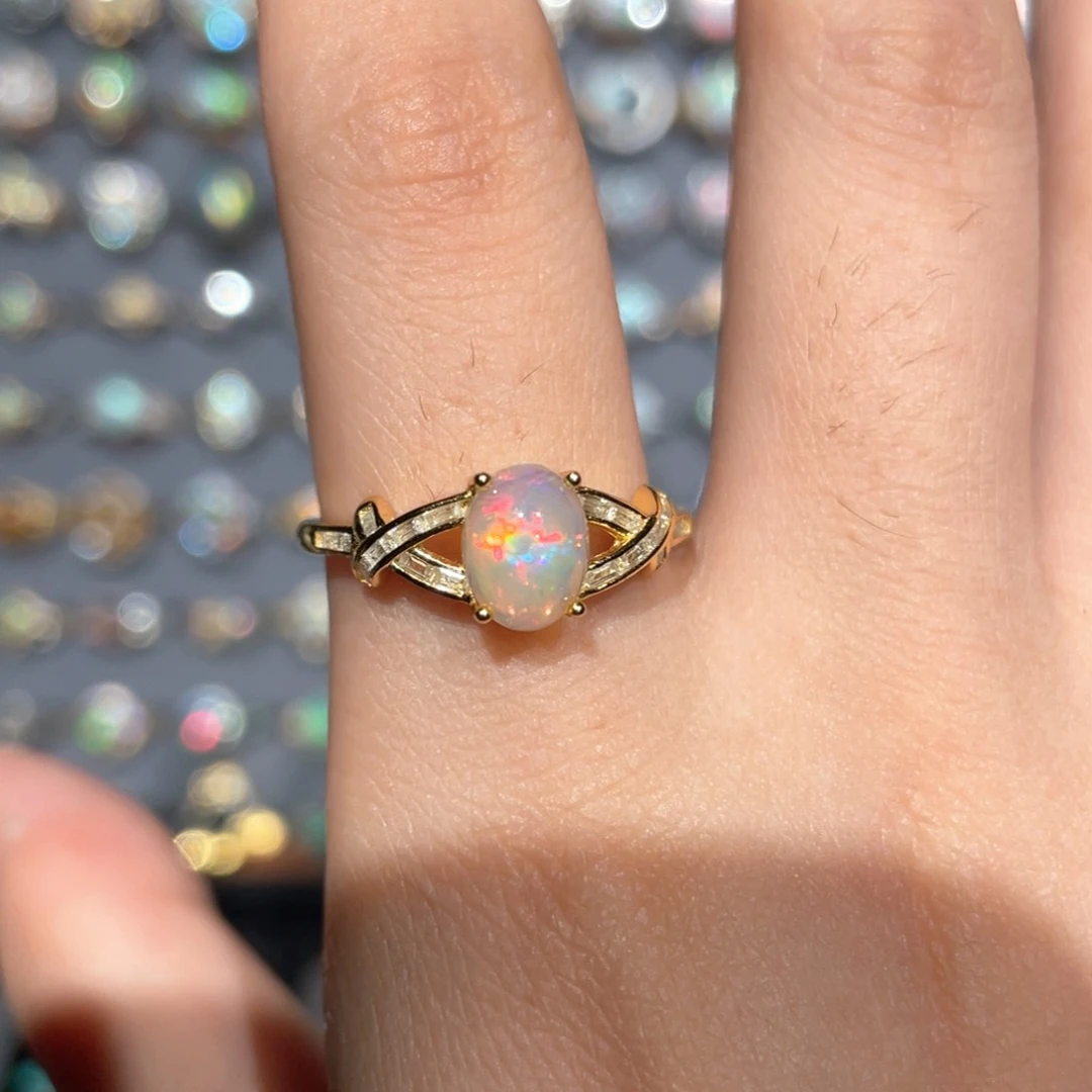 欧泊银S925镶嵌欧泊戒指