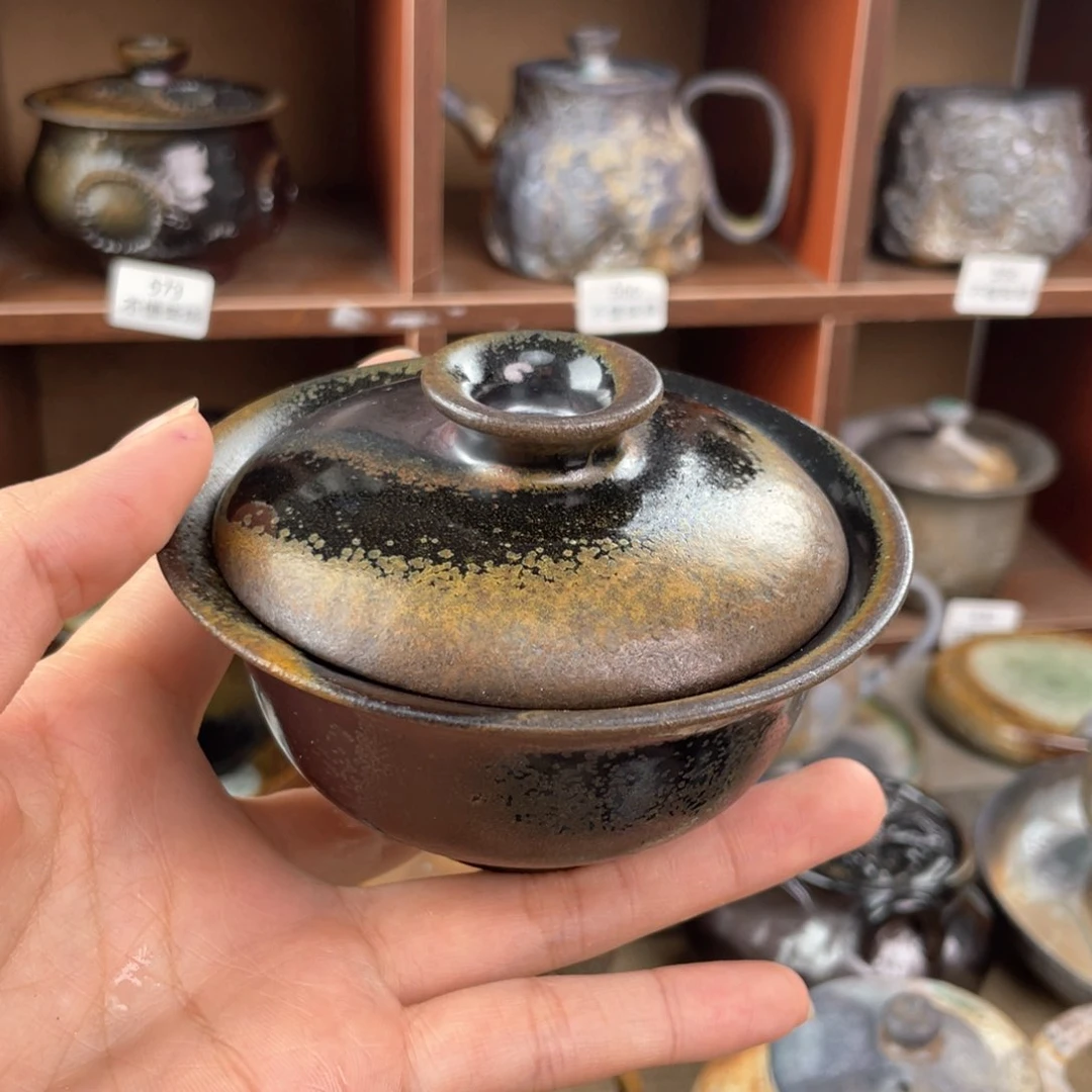 小*微瑕乌金盖碗一起喝茶
