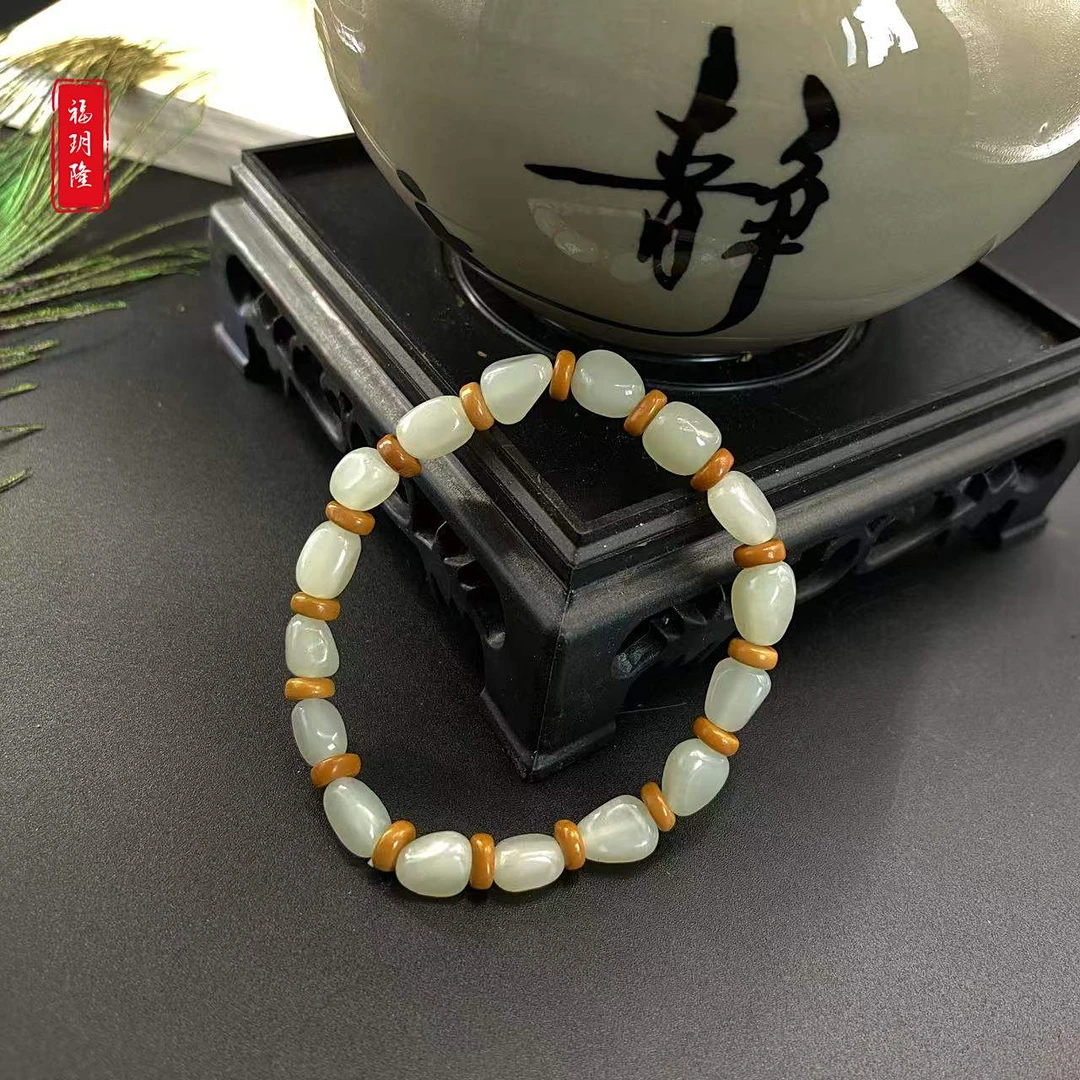 和田玉白玉三角随形珠手链手串多样性发一手工白色女士编绳8702