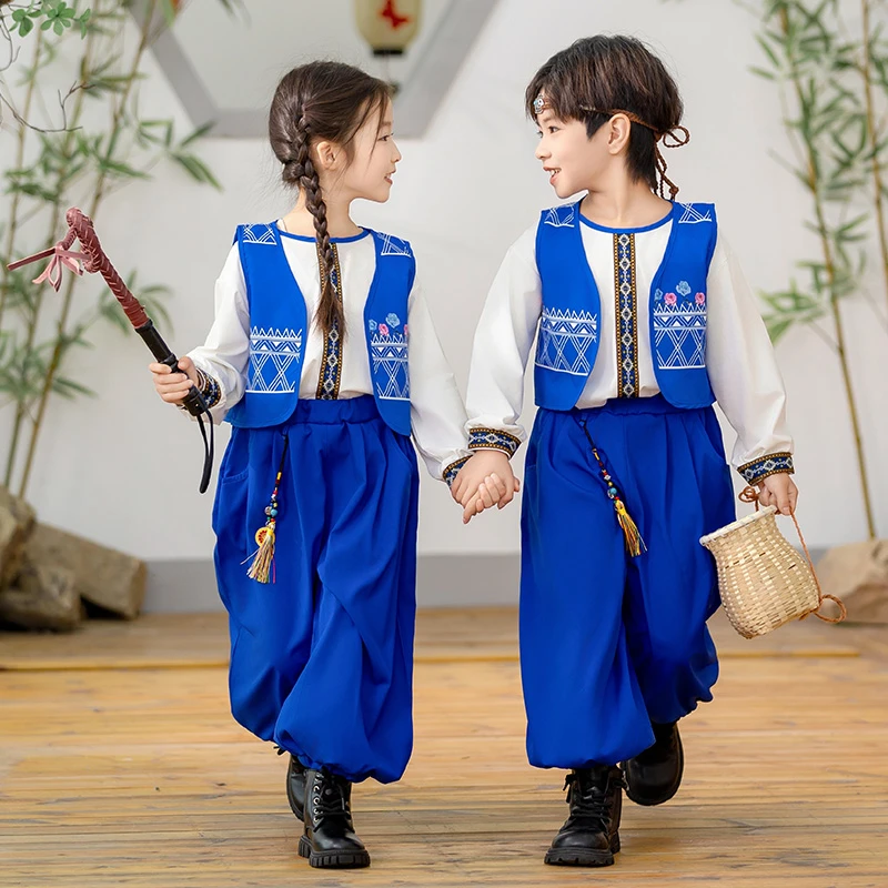 童装春夏季新款古风国风汉服唐装节日表演服民族服饰套装中国风