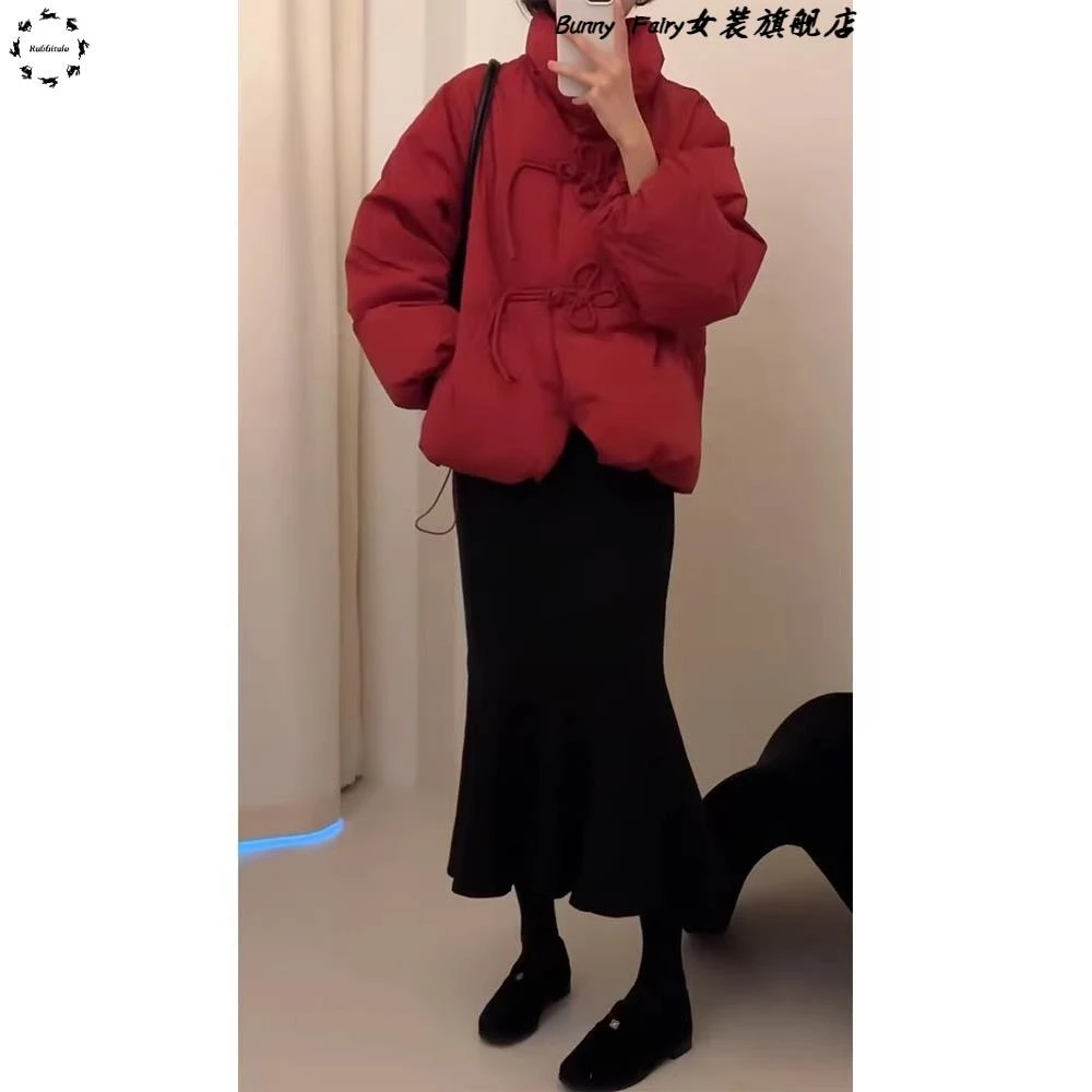 新年拜年高级感超好看棉服新中式国风红色夹棉外套女2025新款冬季