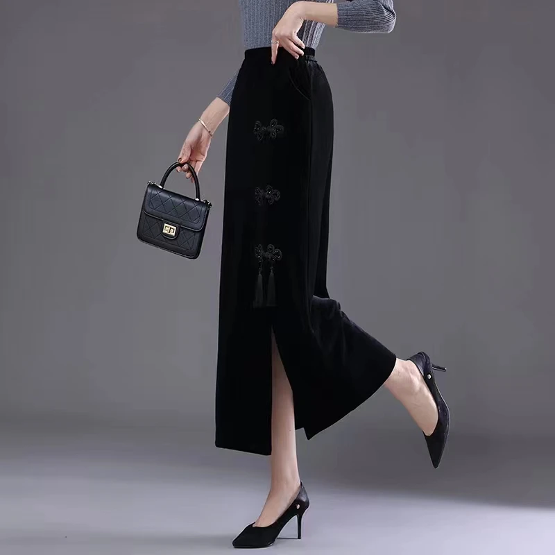 2025春季新款显瘦半身裙中长款气质开叉显瘦半身裙百搭一步A字裙