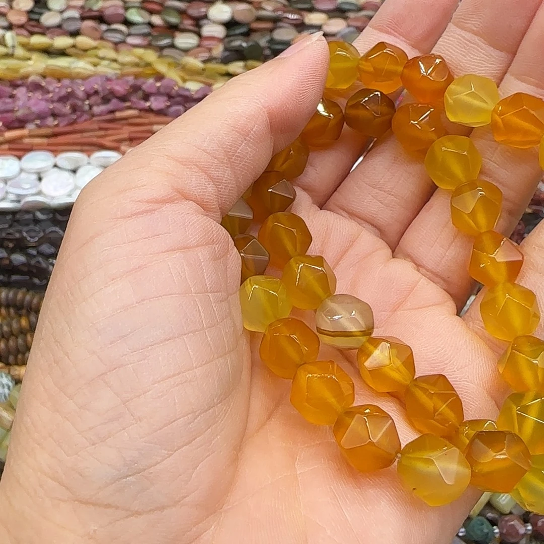 玛瑙/玉髓合金珠宝半成品黄玛瑙9mm一条