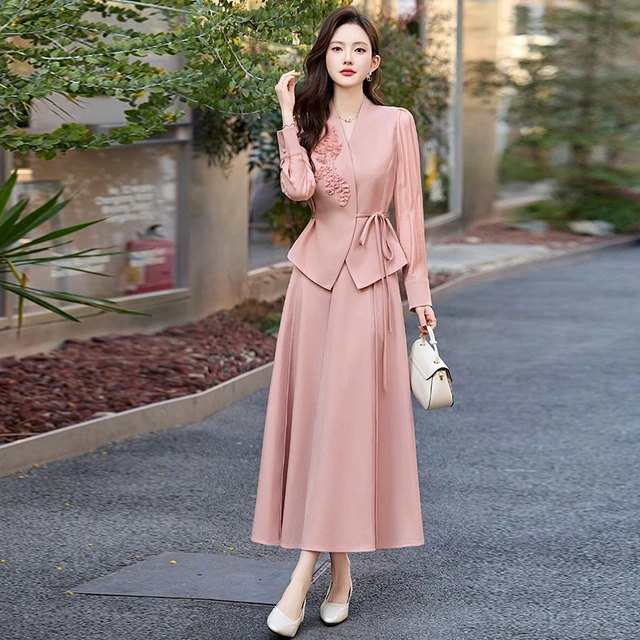 时尚两件套套装女2025春秋新款洋气减龄显瘦气质洋气妈妈装连衣裙