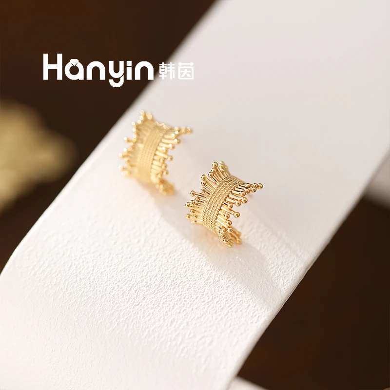 铜合金耳饰 925银针简约百搭C形耳钉小众设计感个性耳饰